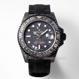 Rolex top replica watch Diw Factory GMT-MASTER II carbon fiber black dial red needle black strap