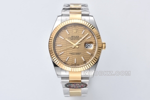 Rolex top replica watch C Factory Log type 41mm gold pitted pattern three grid chain m126333-0021