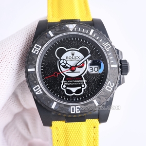 Rolex 1:1 Super Clone watch Diw Factory Submersible type carbon fiber Violent Bear yellow strap