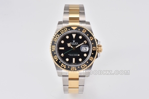Rolex 1:1 Super Clone Watch C Factory GMT-Master II between gold and black disc green needle 116