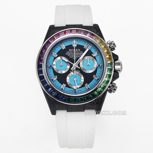 Rolex top replica watch Diw factory Ditona carbon fiber rainbow circle blue