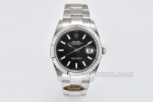 Rolex top replica watch C Factory Log type 41mm black triple chain m126334-0017