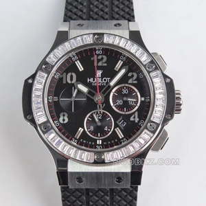 Hublot 5a Watch BIG BANG black dial chronograph with diamond ring