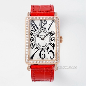 Franck Muller 5a Watch APS Factory LONG ISLAND white dial rose gold with diamond red strap