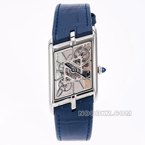 Cartier 5a watch TW factory Tank quadrilateral hollow blue watch band