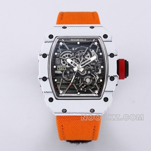 RICHARD MILLE 1:1 Super Clone Watch BBR Factory Men's white case Orange strap RM 35-01 RAFAEL NADAL