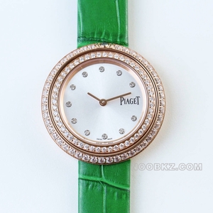 Piaget high quality Watch OB factory POSSESSION silver dial rose gold diamond set green strap