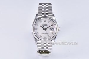 Rolex top reproduction watch C Factory log 36mm white Mother-of-pearl m126234-0019