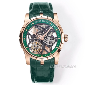 Roger Dubuis 1:1 Super Clone Watch YS Factory EXCALIBUR Green aluminum ring Rose gold case Green str