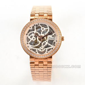 Piaget high-quality watch TW factory ALTIPLANO white hollow dial rose gold set with diamonds
