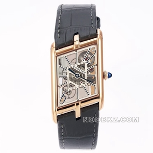 Cartier high-quality watch TW factory Tank quadrilateral hollow disc rose gold black strap