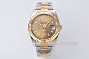 Rolex top replica watch C Factory log 41mm gold intergold triple chain m126333-0009