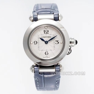 Cartier 1:1 Super Clone Watch AF Pasa white dial grey strap