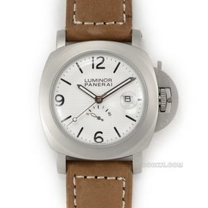 Panerai Top replica Watch Special Edition Watch White dial Silver case Brown strap PAM00028