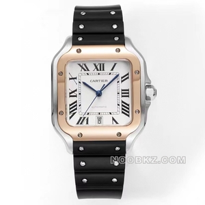 Cartier 5a watch THB Factory Hill white dial rose gold ring black rubber