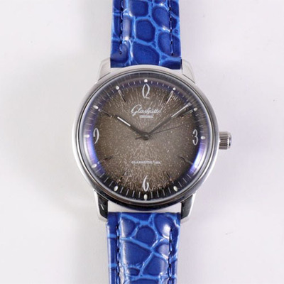 格拉苏蒂鎏金60年代复古纪念腕表 蓝色表带