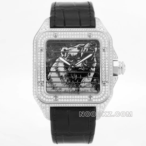 Cartier high quality watch WWF Factory Sandoz Black Bear disc with diamond black strap