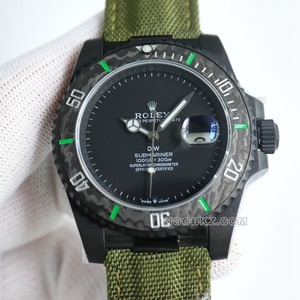 Rolex top replica watch Diw Factory Submariner type black dial green strap
