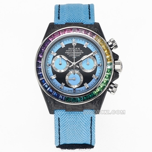 Rolex high quality watch Diw Factory Ditona carbon fiber rainbow circle blue Velcro blue strap