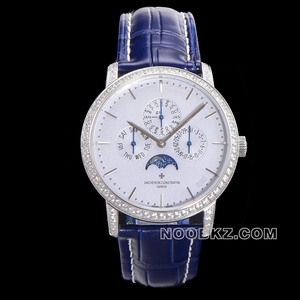 Vacheron Constantin 5a watch heritage silver gray dial with diamond case perpetual calendar