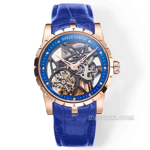 Roger Dubuis 5a Watch YS EXCALIBUR Blue aluminum ring Rose gold case Blue strap