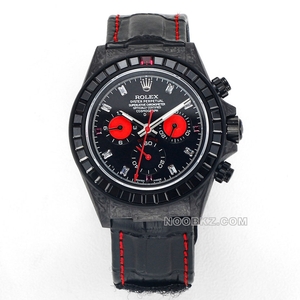 Rolex 5a watch Diw factory Ditona carbon fiber black diamond ring black dial