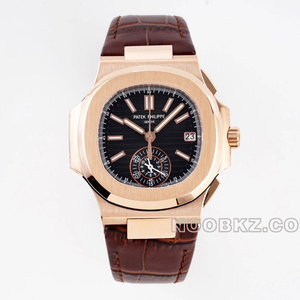 Patek Philippe top replica watch 3K factory Nautilus rose gold black chrono
