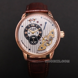 Glashutte original 5a watch TZ factory PANO silver gray dial rose gold power reserve display