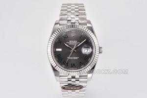 Rolex top replica watch C Factory Log type 41mm dark grey green Ro five row chain m126334-0022