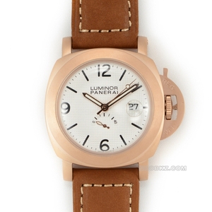 Panerai 1:1 Super Clone Watch Special Edition Watch White dial Rose gold case Brown strap PAM00028