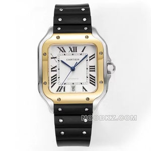 Cartier high quality watch THB Factory Hill white dial gold ring black rubber model