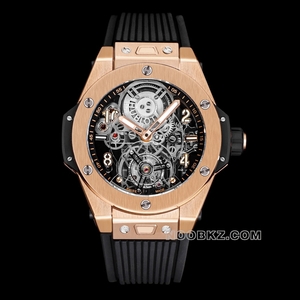 Hublot's top replica watch BIG BANG hollowed out tourbillon in rose gold case