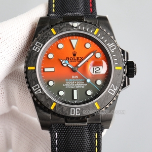 Rolex High quality Watch Diw Factory Submariner type carbon fiber gradient orange dial black strap