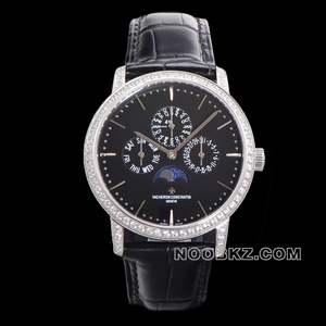 Vacheron Constantin top replica watch heritage black dial diamond case perpetual calendar