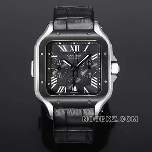 Cartier 5a watch Sandos Black dial chronograph black strap