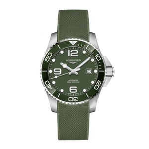 Longines Concas green face steel strap watch