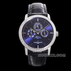 Vacheron Constantin 1:1 Super Clone watch heritage blue dial diamond case perpetual calendar