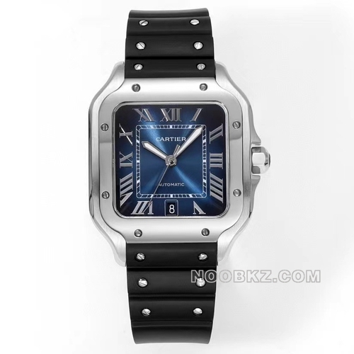 Cartier top replica watch THB Factory Hill Duz blue dial black rubber
