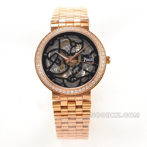 Piaget top replica watch TW factory ALTIPLANO black hollow dial rose gold set with diamonds