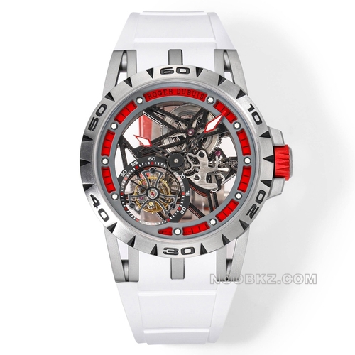 Roger Dubuis 1:1 Super Clone Watch YS Factory EXCALIBUR red aluminum watch ring white strap