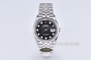 Rolex 1:1 Super Clone Watch C Factory log type 36mm black diamond time mark m126234-0027