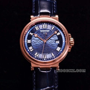 Breguet high quality Watch V9 Factory MARINE blue dial rose gold