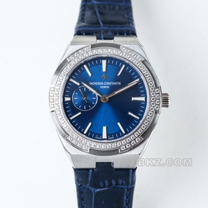 Vacheron Constantin 1:1 Super Clone watch four seas blue dial with diamond bezel leather