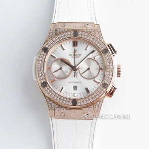Hublot 5a Watch HB factory classic fusion silver dial rose gold with diamond timing