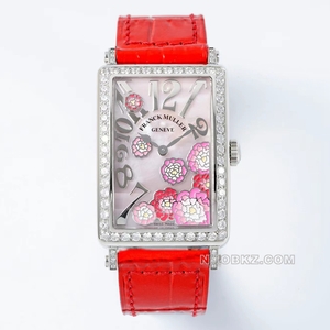 Franck Muller 1:1 Super Clone Watch APS Factory LONG ISLAND Pink mother-of-pearl with diamond red st