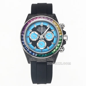 Rolex High quality watch Diw Factory Ditona rainbow circle blue circle black dial Black rubber strap
