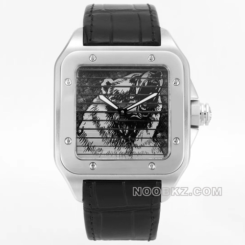 Cartier top replica watch WWF Factory Sandoz black bear plate black strap