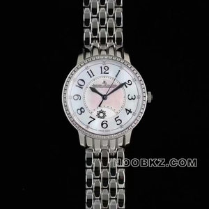 Jaeger-lecoultre top replica watch BF factory RENDEZ-VOUS pink mother-of-pearl dial diamond ring