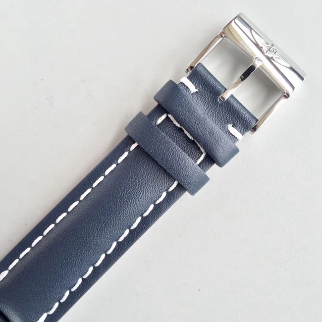 V7厂顶级复刻百年灵一比一手表男款蓝盘蓝带机械越洋系列星期日历型皮带手表表扣图