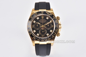 Rolex 1:1 Super Clone Watch C factory Daytona gold black disc rubber m116518ln-0043